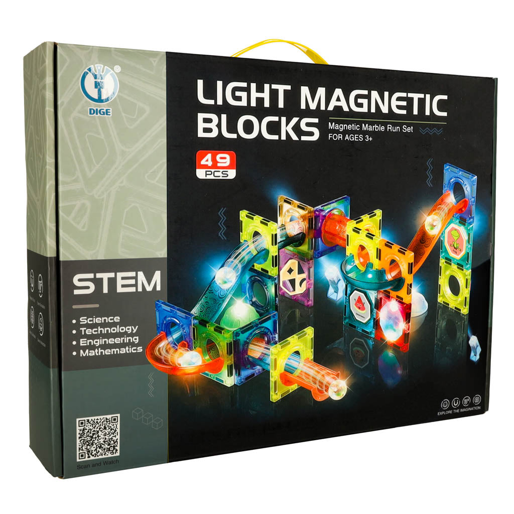 Magnetisk bollbana i marmor – 49-delade glödande blockset