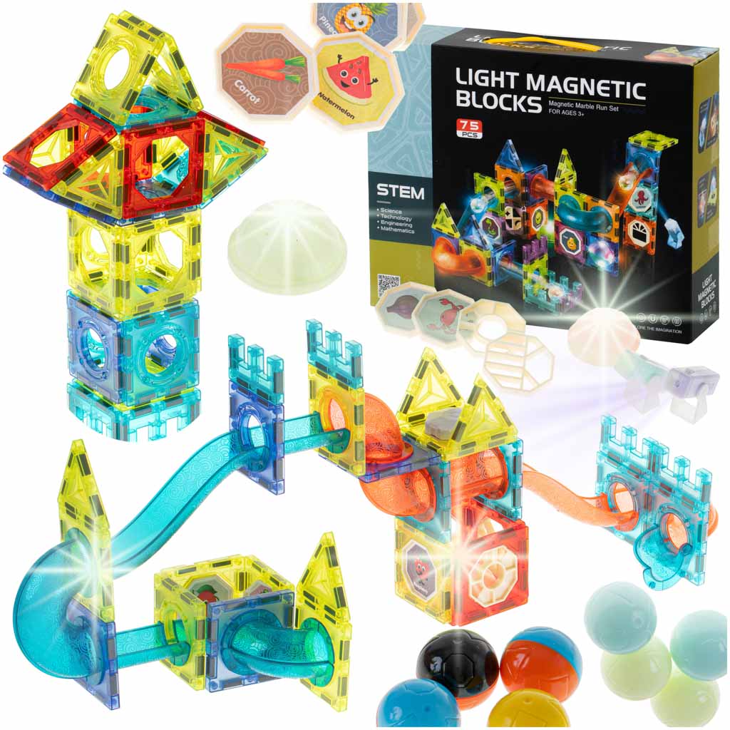 Luminous Magnetic Marble Ball Track – 75-Piece Set