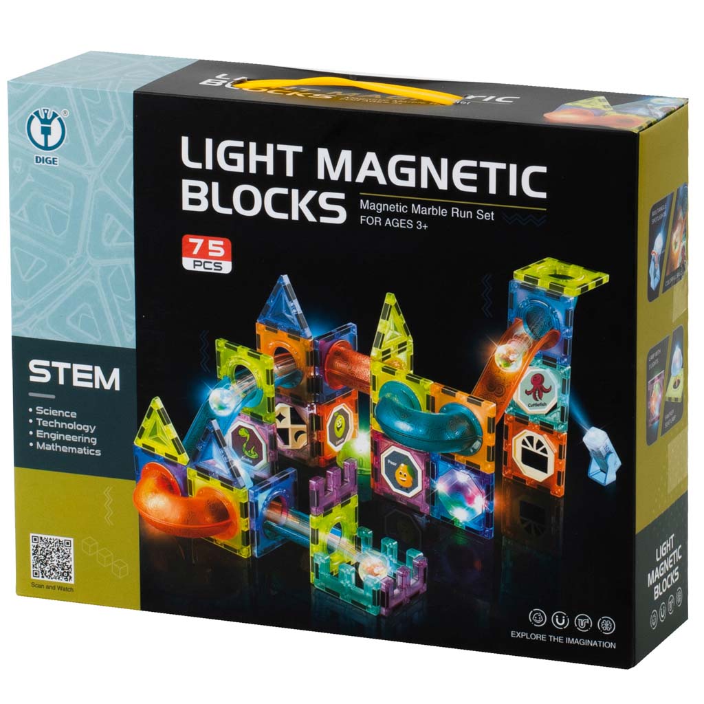 Luminous Magnetic Marble Ball Track – 75-Piece Set