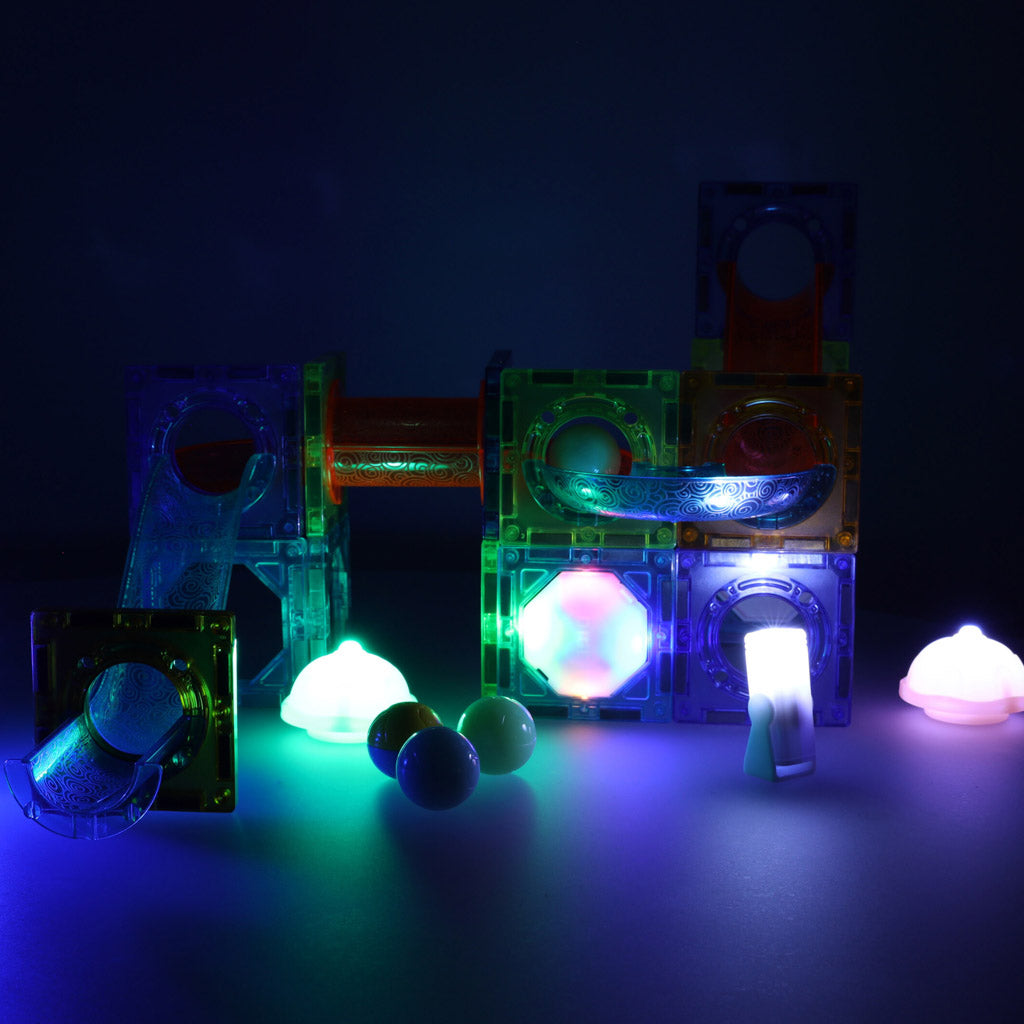 Magnetisk bollbana i marmor – 49-delade glödande blockset